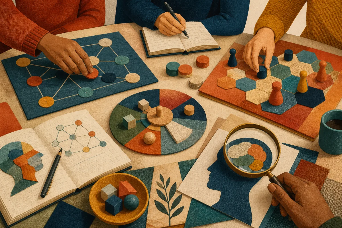 Coverlet puzzle boards showing different visual languages for logic deduction