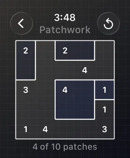 Coverlet Patchwork on a 5 by 5 Apple Watch board